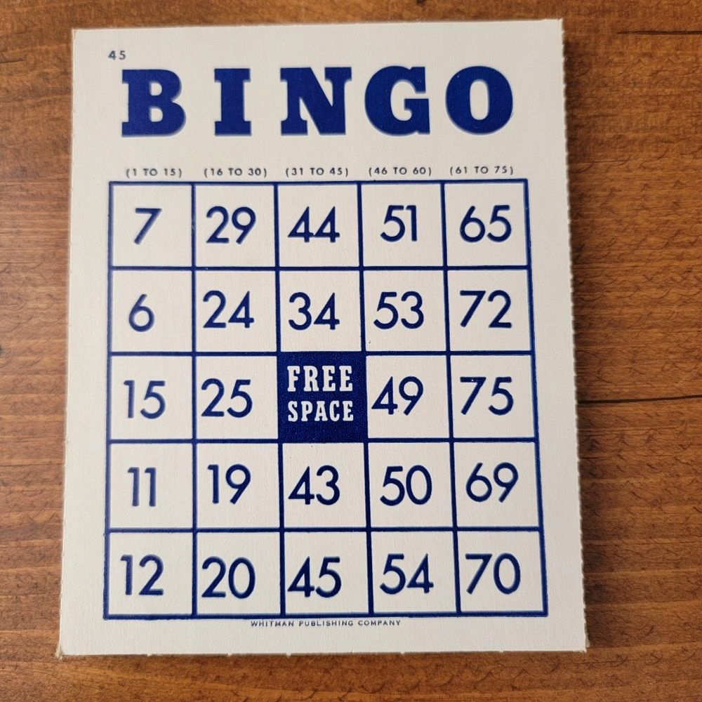 Vintage 1960's Bingo Cards Whitman Publishing Company Lot Of 15 Blue & Cream - Picture 2 of 10